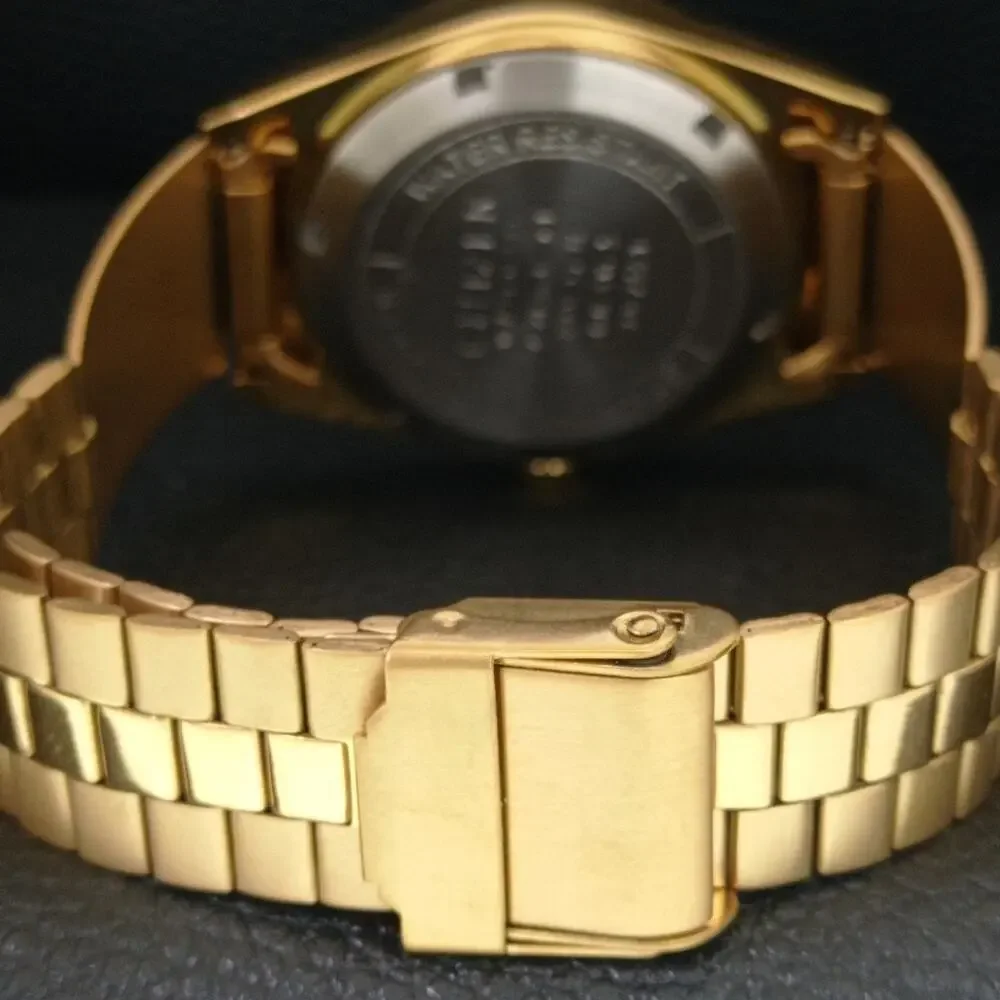 Vintage 1977 Citizen Automatic Mens Gold Watch W/daydate & Blue accents